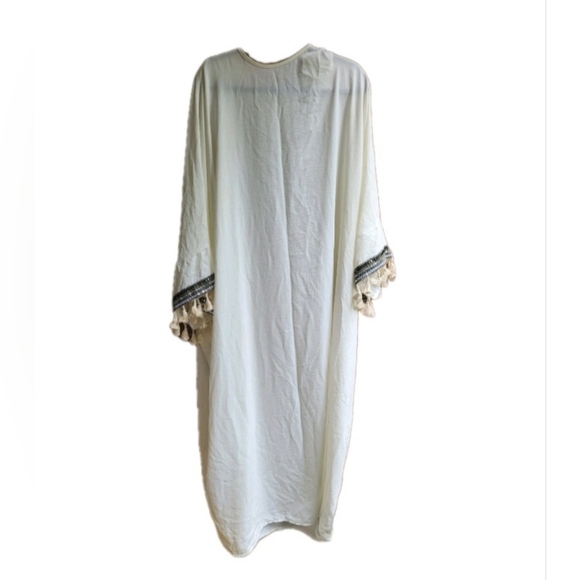 Cream Kaftan with Tassel Sleeves - Picture 1 of 5